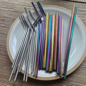 Metal straws silver and many changing colors